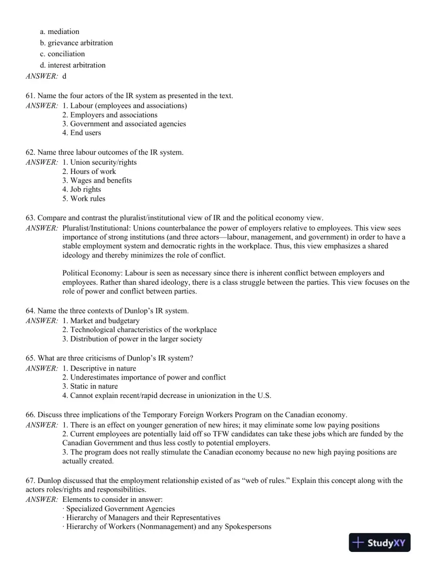 Industrial Relations in Canada 3rd Edition Test Bank, page 10
