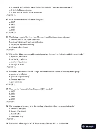 Industrial Relations in Canada 3rd Edition Test Bank - Page 14 preview image