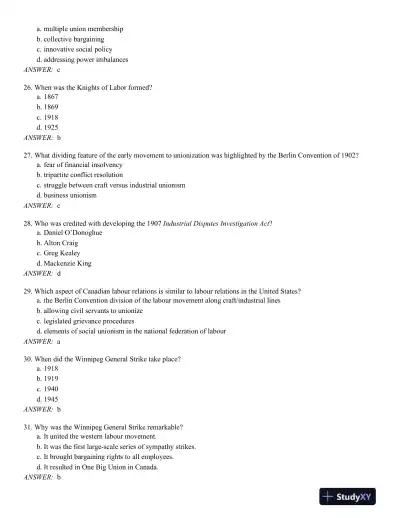 Industrial Relations in Canada 3rd Edition Test Bank - Page 15 preview image