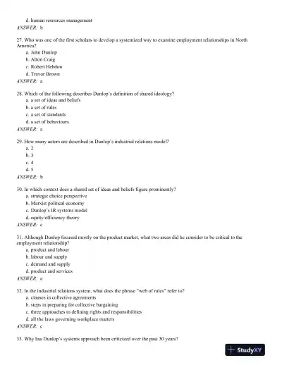 Industrial Relations in Canada 3rd Edition Test Bank - Page 5 preview image