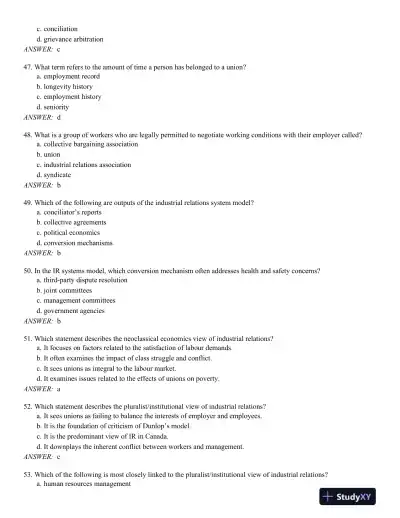 Industrial Relations in Canada 3rd Edition Test Bank - Page 8 preview image