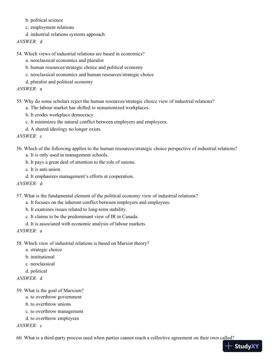 Industrial Relations in Canada 3rd Edition Test Bank, page 9