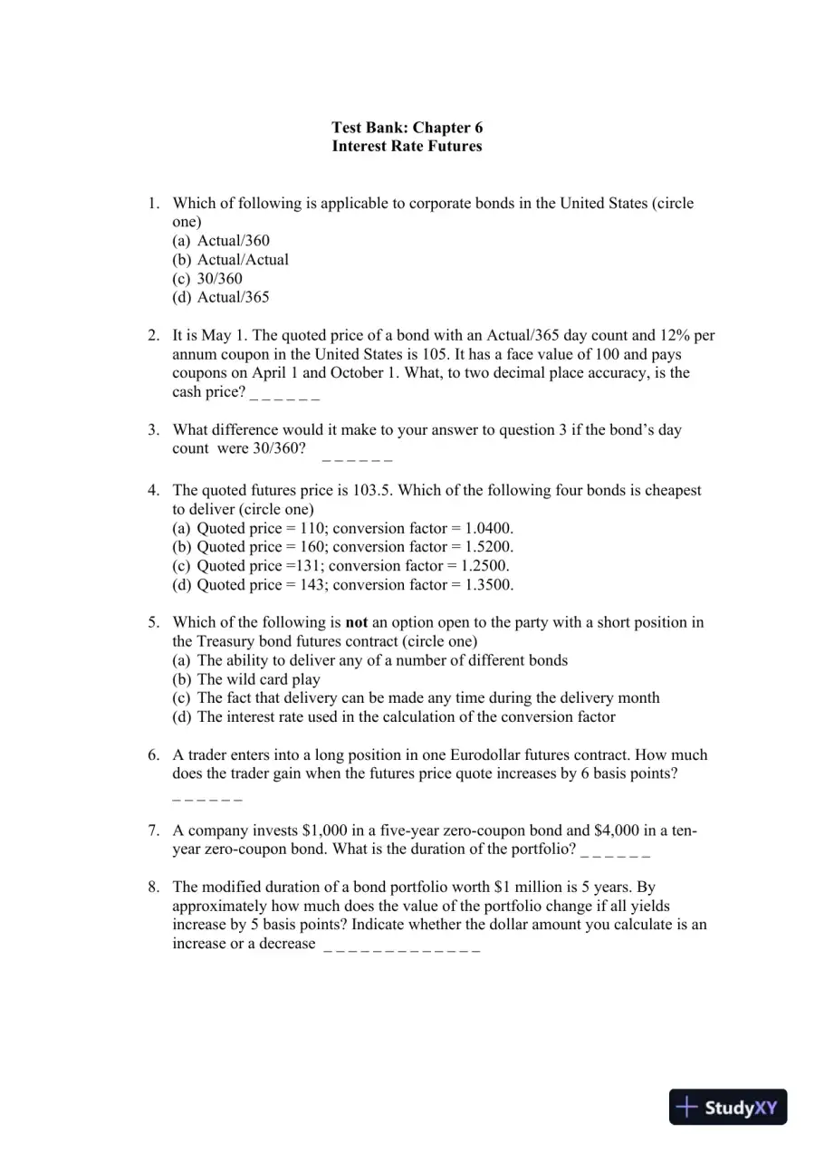 Test Bank For Options, Futures, And Other Derivatives, 8th Edition, page 10