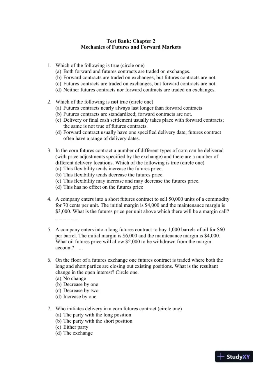 Test Bank For Options, Futures, And Other Derivatives, 8th Edition, page 4