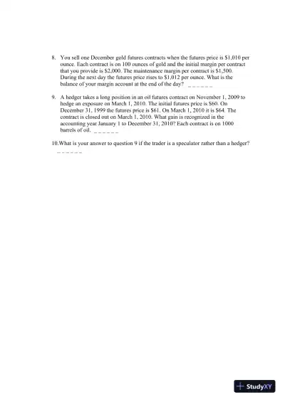 Test Bank For Options, Futures, And Other Derivatives, 8th Edition - Page 5 preview image