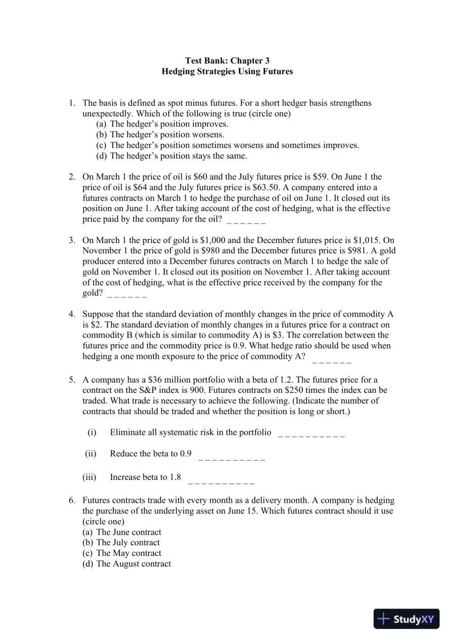 Test Bank For Options, Futures, And Other Derivatives, 8th Edition, page 6
