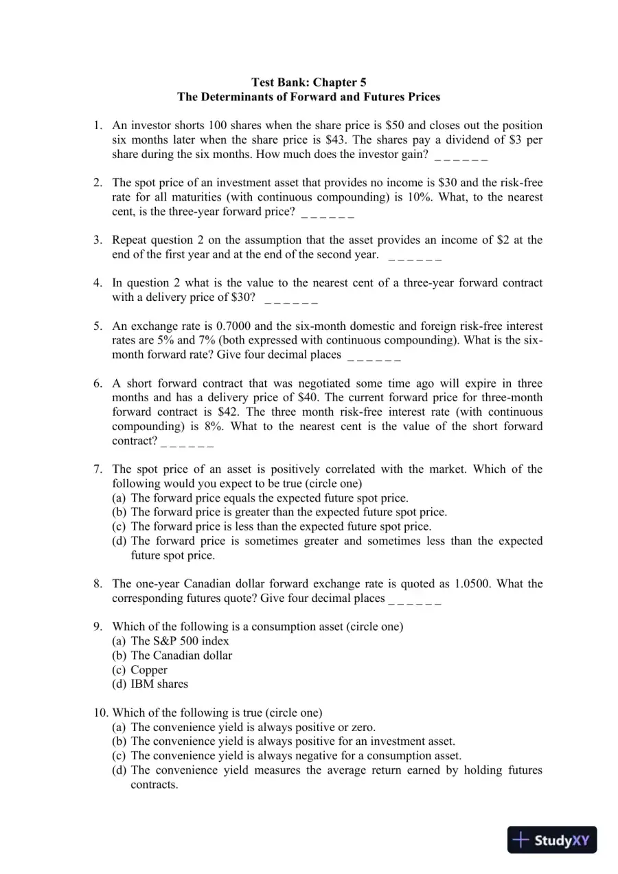 Test Bank For Options, Futures, And Other Derivatives, 8th Edition, page 9