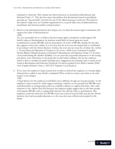 Recruitment and Selection in Canada 6th Edition Solution Manual - Page 7 preview image