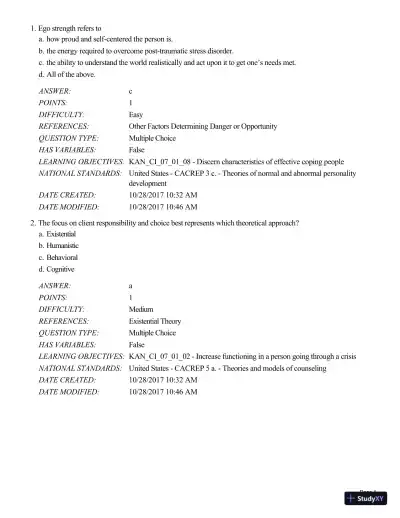 Test Bank For A Guide to Crisis Intervention, 6th Edition - Page 1 preview image