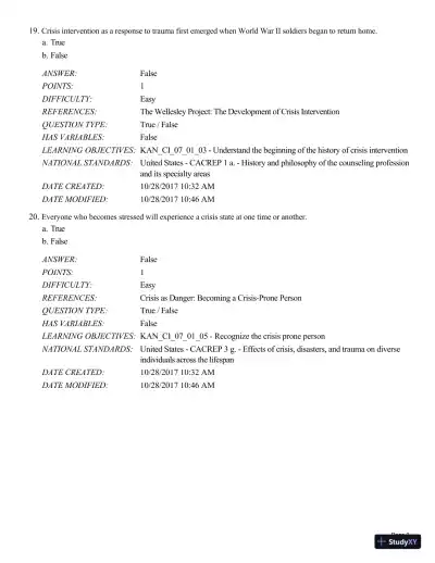 Test Bank For A Guide to Crisis Intervention, 6th Edition - Page 10 preview image