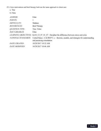 Test Bank For A Guide to Crisis Intervention, 6th Edition - Page 13 preview image