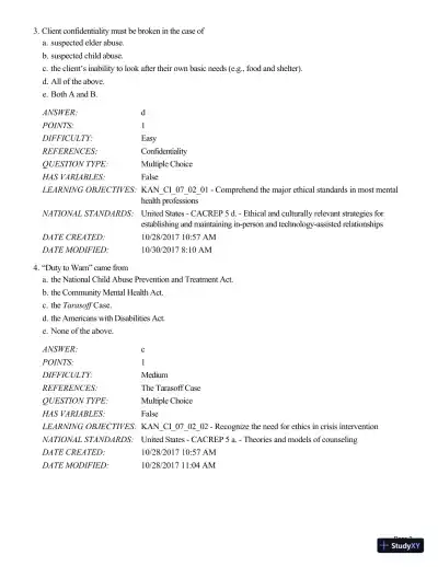 Test Bank For A Guide to Crisis Intervention, 6th Edition - Page 15 preview image