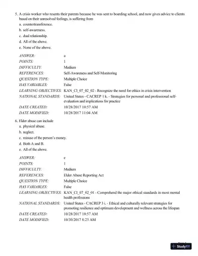 Test Bank For A Guide to Crisis Intervention, 6th Edition - Page 16 preview image