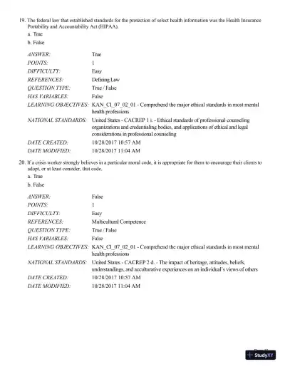Test Bank For A Guide to Crisis Intervention, 6th Edition - Page 23 preview image