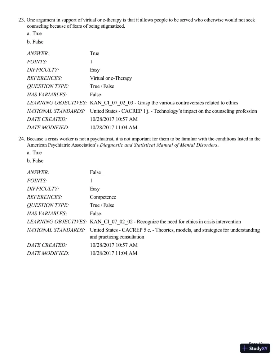 Test Bank For A Guide to Crisis Intervention, 6th Edition, page 25
