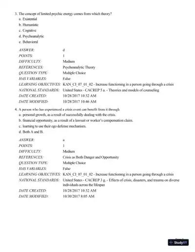 Test Bank For A Guide to Crisis Intervention, 6th Edition - Page 3 preview image