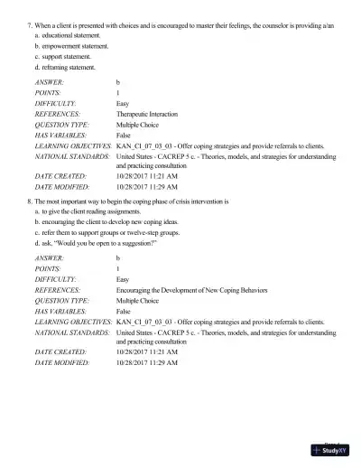 Test Bank For A Guide to Crisis Intervention, 6th Edition - Page 30 preview image