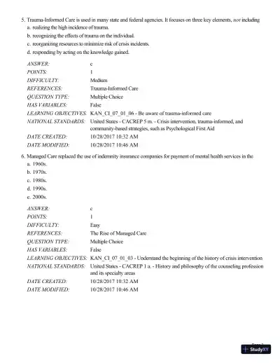 Test Bank For A Guide to Crisis Intervention, 6th Edition - Page 4 preview image