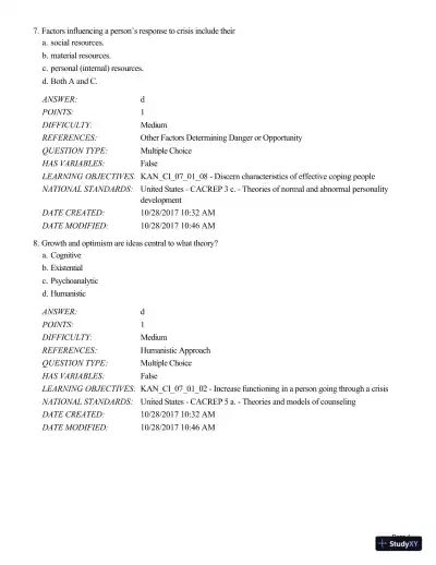 Test Bank For A Guide to Crisis Intervention, 6th Edition - Page 5 preview image