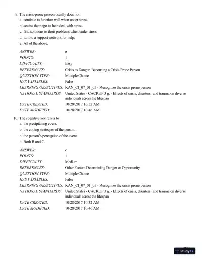 Test Bank For A Guide to Crisis Intervention, 6th Edition - Page 6 preview image