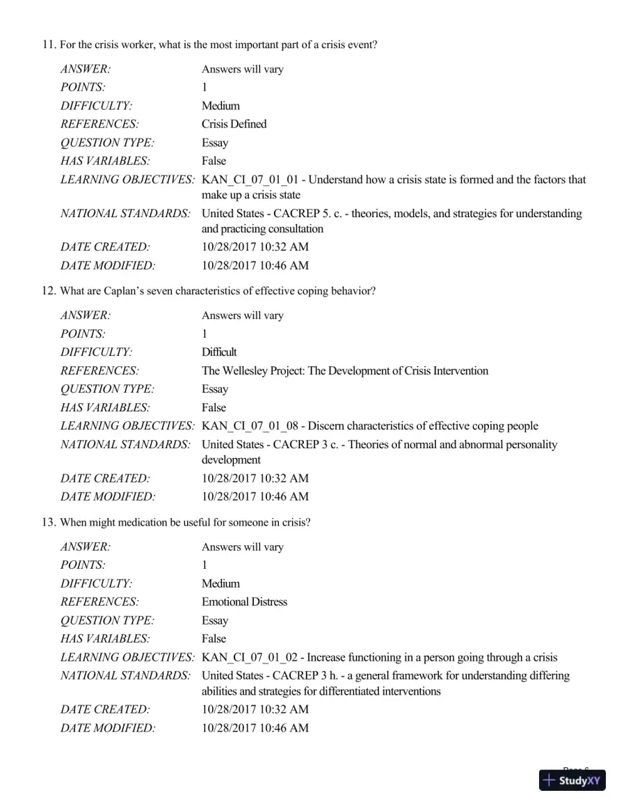 Test Bank For A Guide to Crisis Intervention, 6th Edition, page 7
