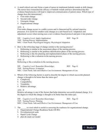 Leadership and Nursing Care Management 5th Edition Test Bank - Page 12 preview image