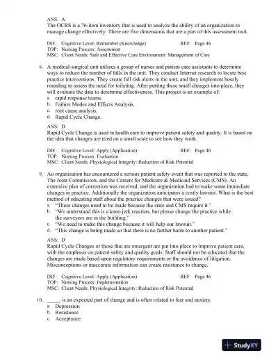 Leadership and Nursing Care Management 5th Edition Test Bank - Page 13 preview image