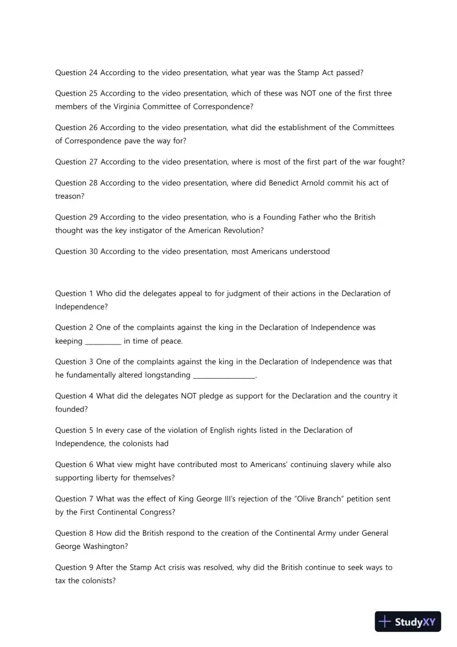 Liberty University HIUS221 Quiz 3 Complete Solutions Correct Answers Key, page 5