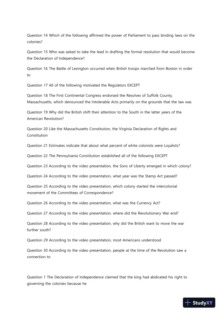 Liberty University HIUS221 Quiz 3 Complete Solutions Correct Answers Key, page 8