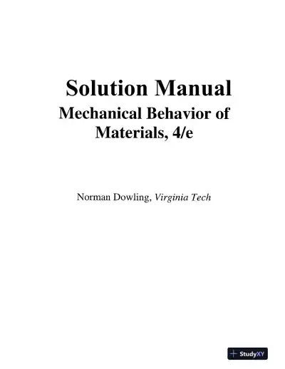 Solution Manual For Mechanical Behavior of Materials, 4th Edition - Page 1 preview image