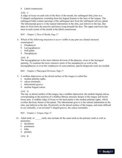 Illustrated Dental Embryology, Histology, and Anatomy 4th Edition Test Bank - Page 12 preview image