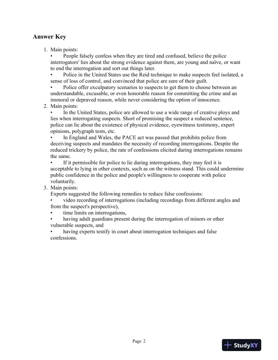 forensic and Legal Psychology: Psychological Science Applied to Law, 2nd Edition Test Bank, page 16
