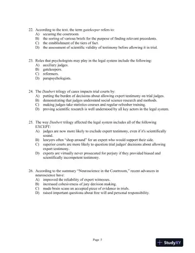 forensic and Legal Psychology: Psychological Science Applied to Law, 2nd Edition Test Bank - Page 8 preview image