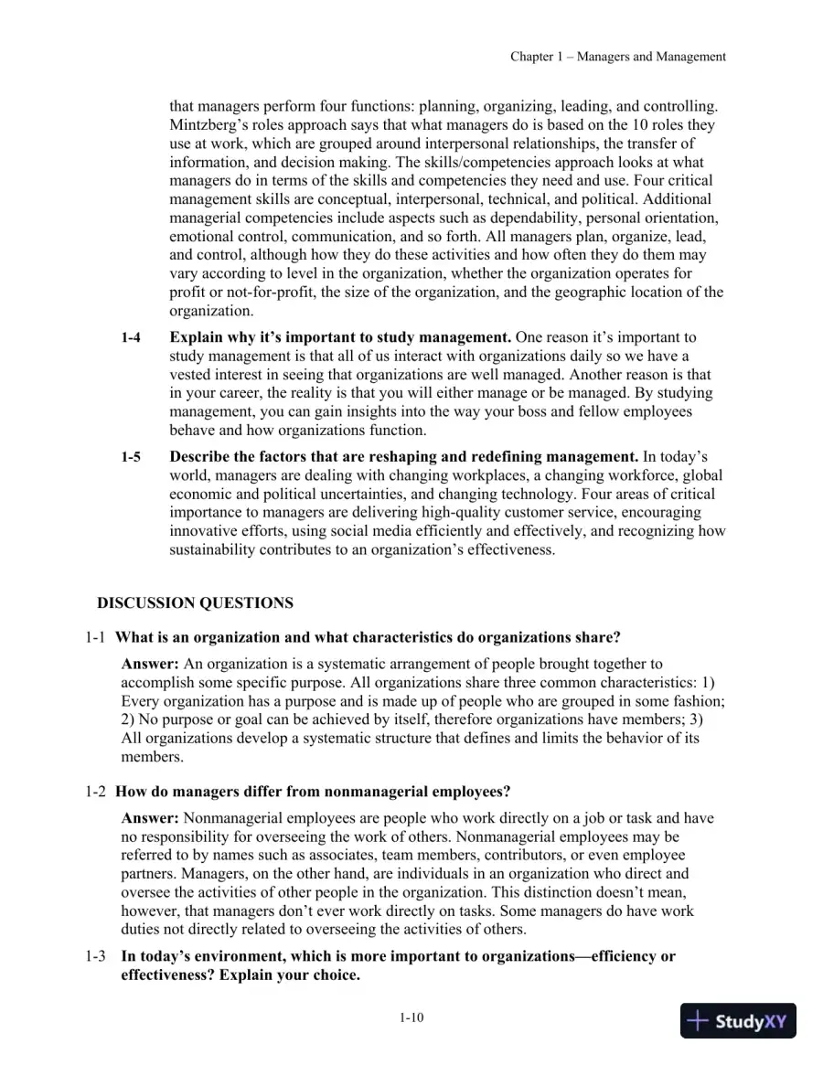 Fundamentals of Management, 10th Edition Solution Manual, page 15