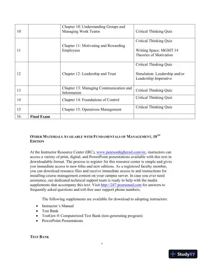 Fundamentals of Management, 10th Edition Solution Manual - Page 4 preview image