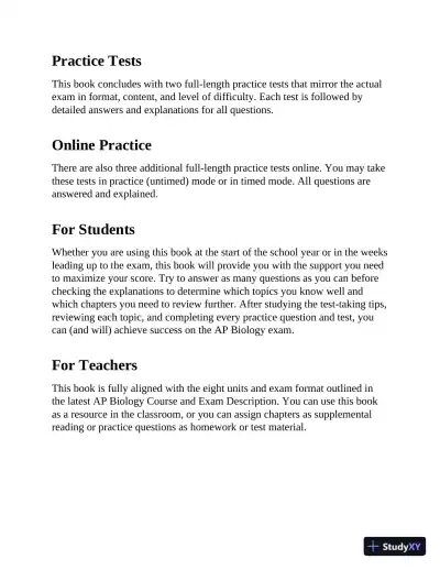 AP Biology Premium, 2022-2023: 5 Practice Tests + Comprehensive Review + Online Practice (2022) - Page 16 preview image