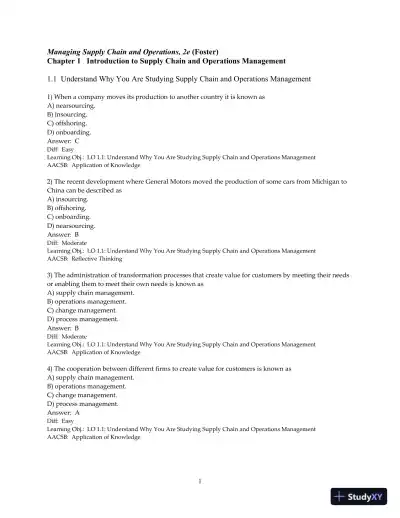 Managing Supply Chain And Operations: An Integrative Approach, 2nd Edition Test Bank - Page 3 preview image