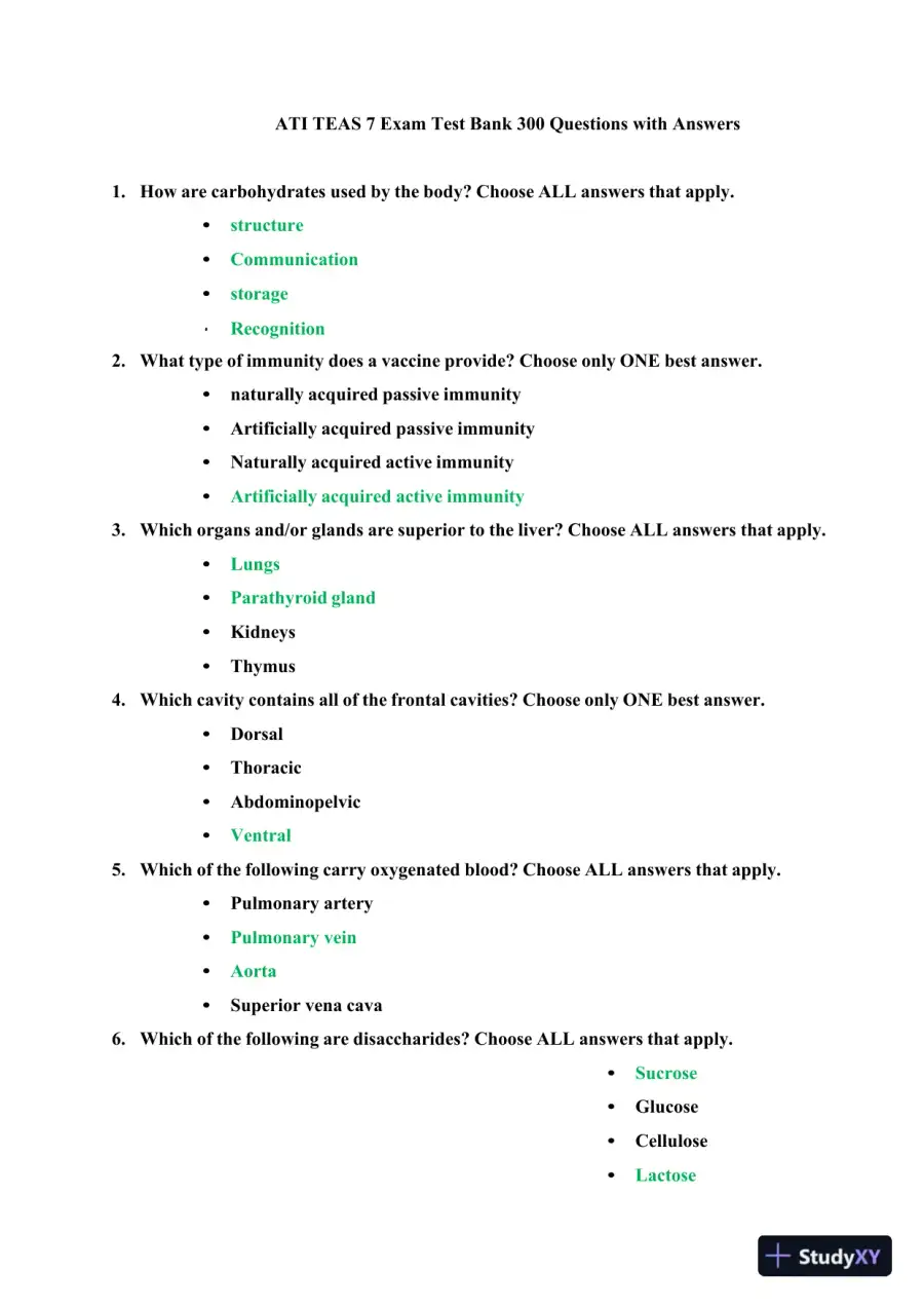 2023 ATI Nursing Diagnosis TEAS With Answers (303 Solved Questions), page 3
