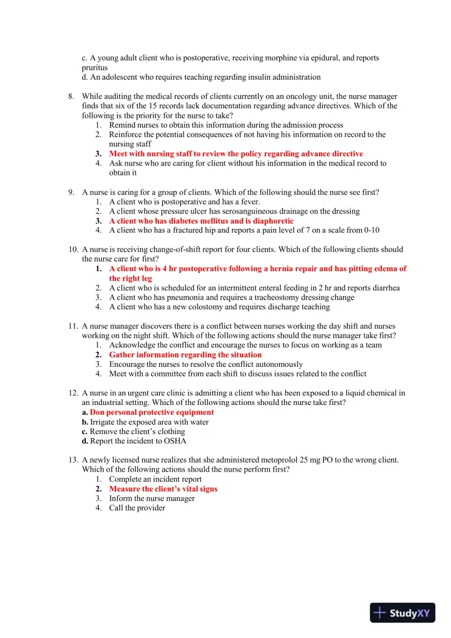 2019 ATI RN Leadership Proctored Exam Version 2 With Answers (70 Solved Questions), page 3