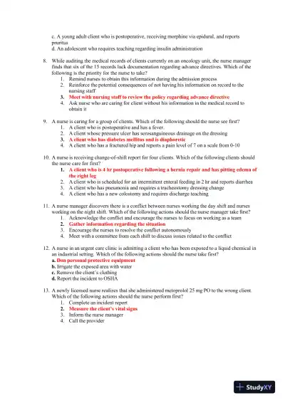 2019 ATI RN Leadership Proctored Exam Version 2 With Answers (70 Solved Questions) - Page 3 preview image