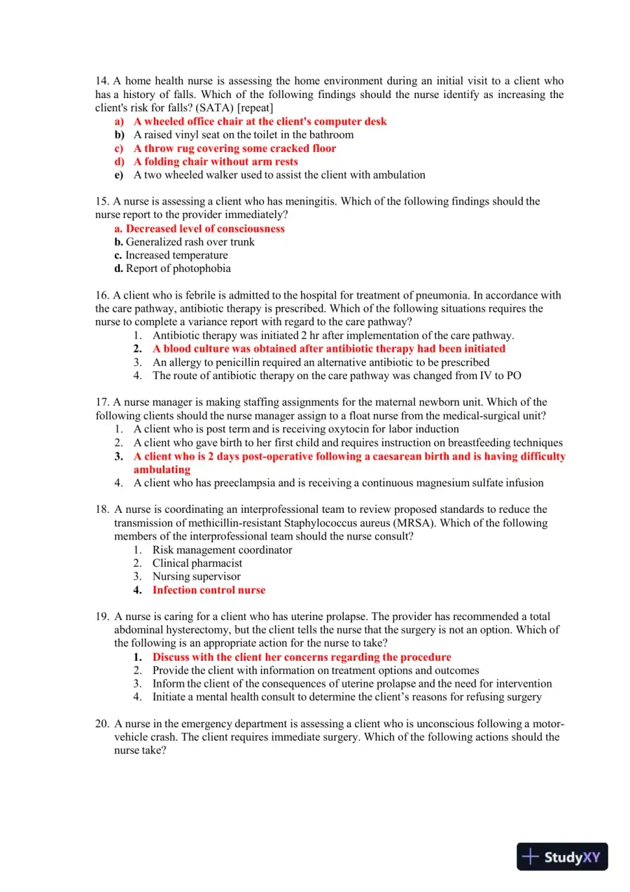 2019 ATI RN Leadership Proctored Exam Version 2 With Answers (70 Solved Questions), page 4
