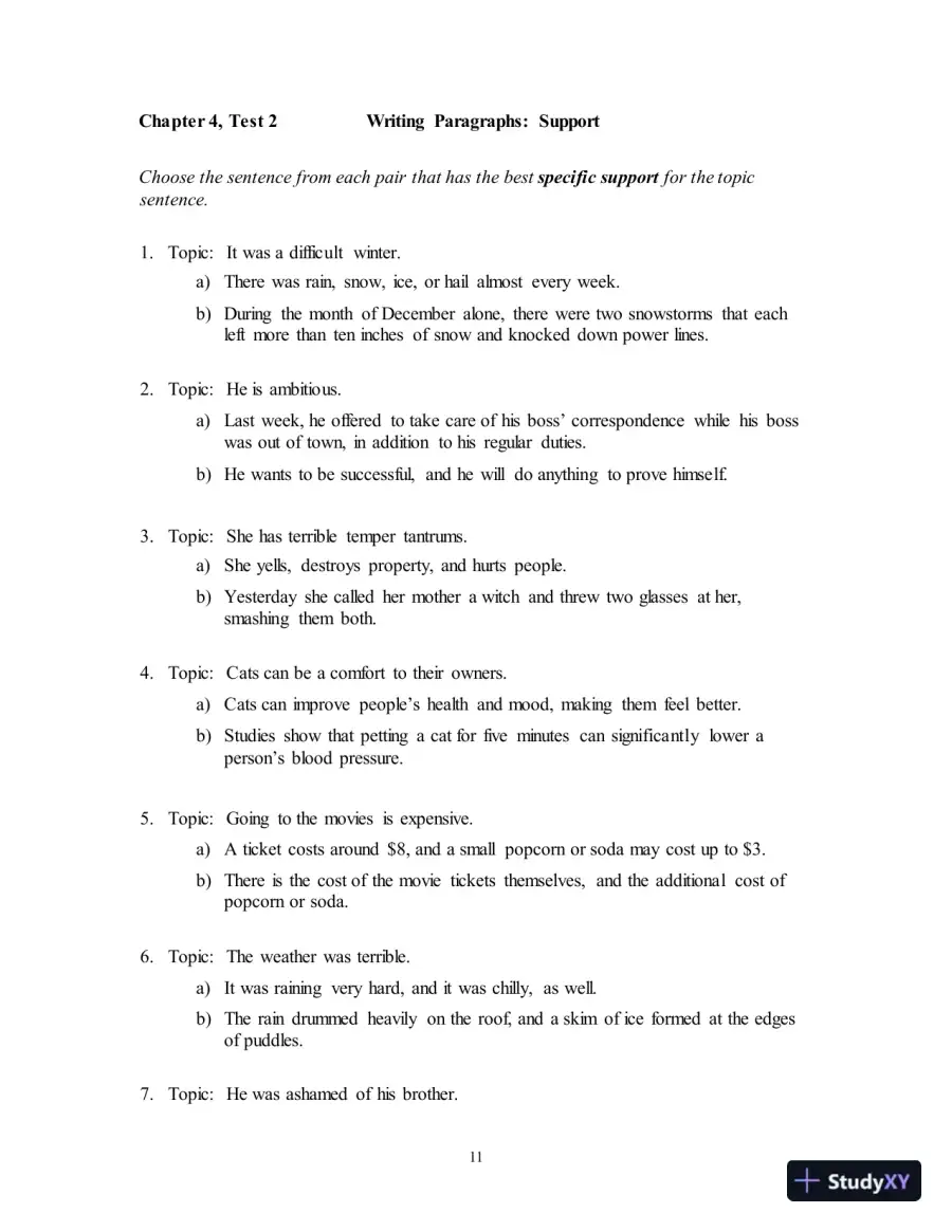 Test Bank for Wordsmith: A Guide to Paragraphs & Short Essays, 7th Edition, page 15
