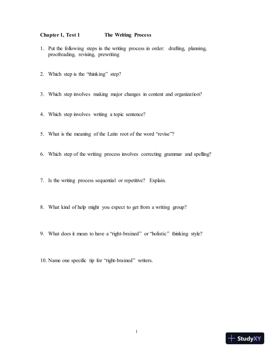 Test Bank for Wordsmith: A Guide to Paragraphs & Short Essays, 7th Edition, page 5