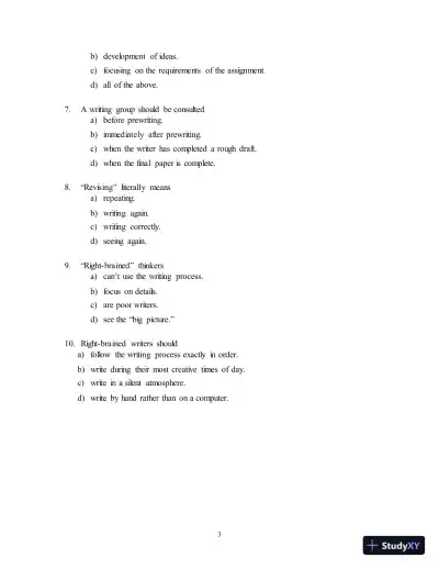 Test Bank for Wordsmith: A Guide to Paragraphs & Short Essays, 7th Edition - Page 7 preview image