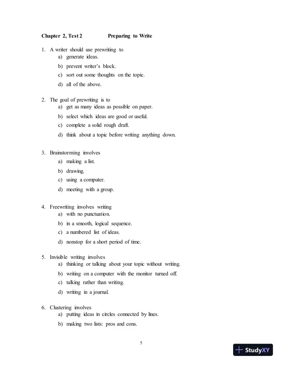 Test Bank for Wordsmith: A Guide to Paragraphs & Short Essays, 7th Edition, page 9