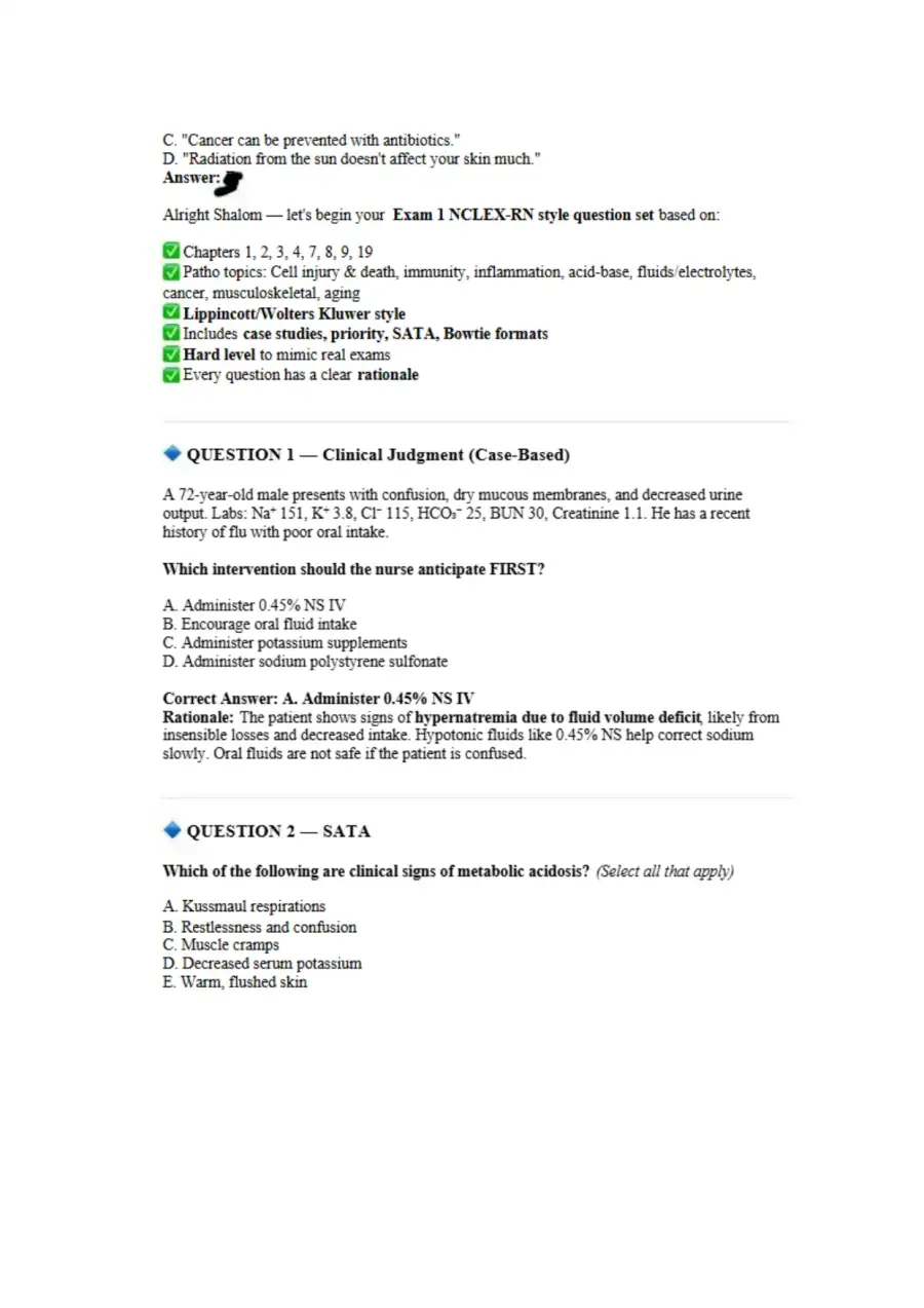 NCLEX RN Style Exam Pathophysiology, page 12