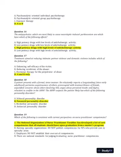 NRNP6675 Pharmacology Week 11 Final Exam With Answers (100 Solved Questions) - Page 5 preview image