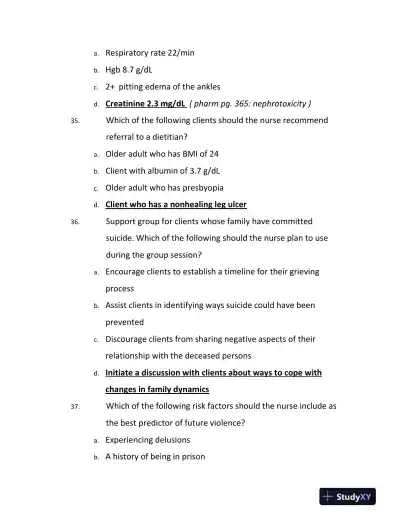 ATI Mental Health Comprehensive Exit Exam With Answers (179 Solved Questions) - Page 13 preview image