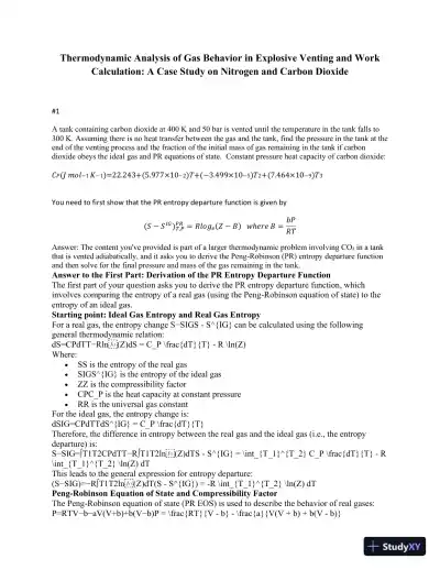 Thermodynamic Analysis Of Gas Behavior In Explosive Venting And Work Calculation: A Case Study On Nitrogen And Carbon Dioxide - Page 1 preview image