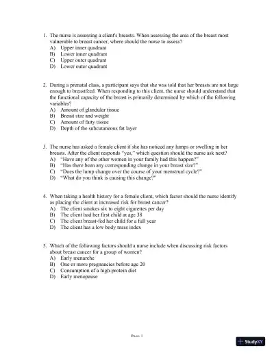 Test Bank For Health Assessment in Nursing, 5th Edition - Page 10 preview image